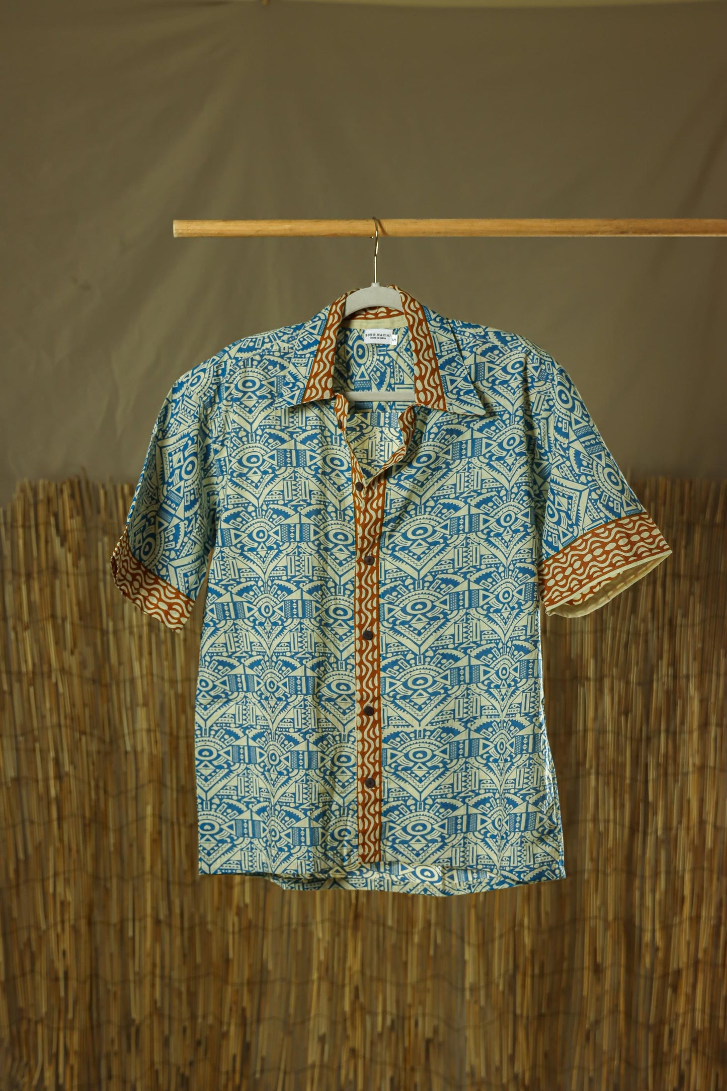 Blue Aztec Print Men's Shirt
