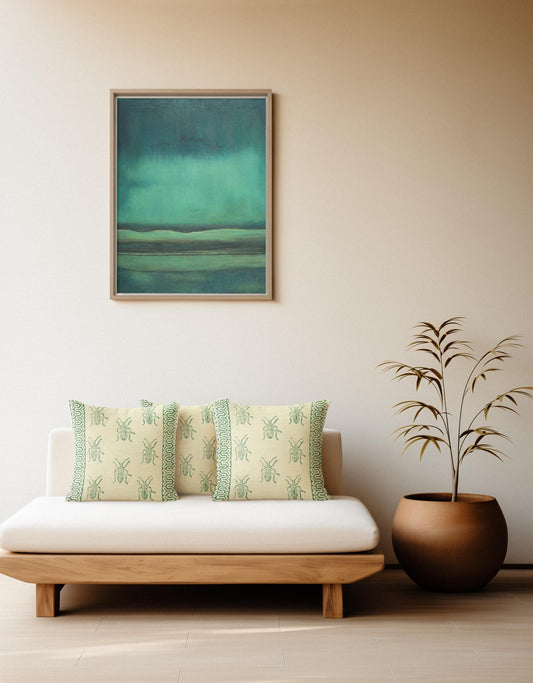 Beetle Block Print Throw Pillow