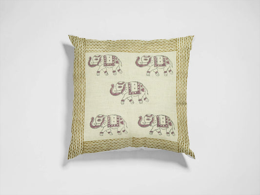 Elephant Block Print Decorative Cushion