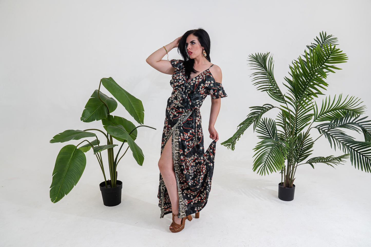 Flowy Wrap Maxi Dress