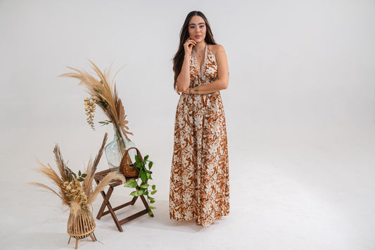 Gold Flower Maxi Dress
