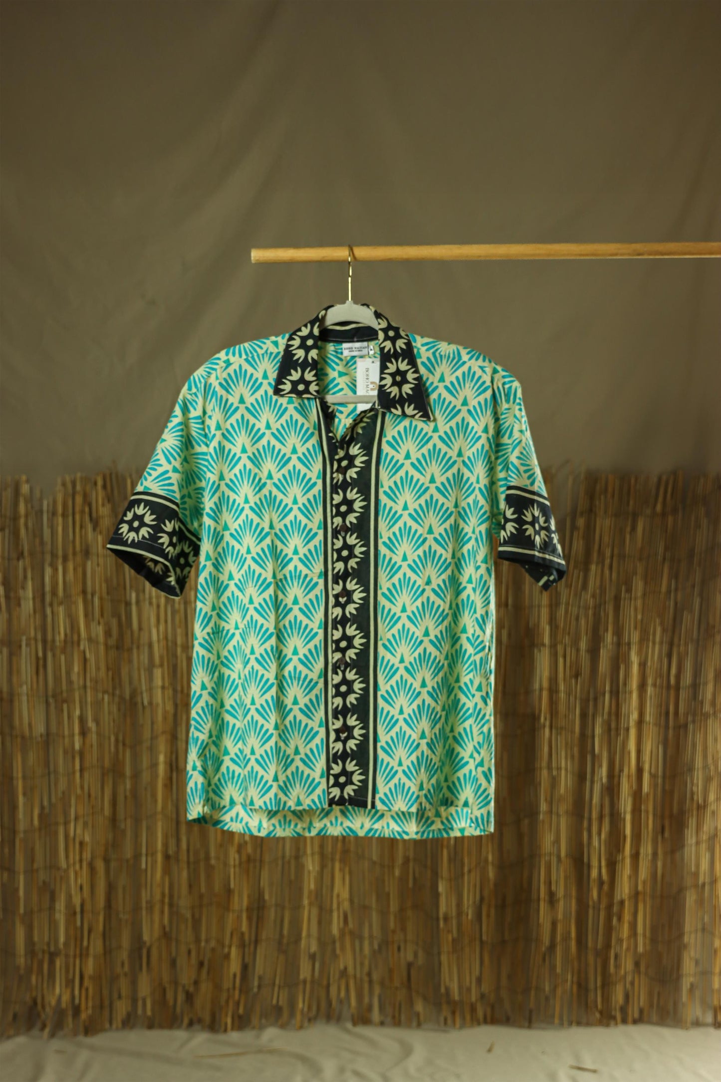 Organic Cotton Men's Shirt l Aqua Flowers
