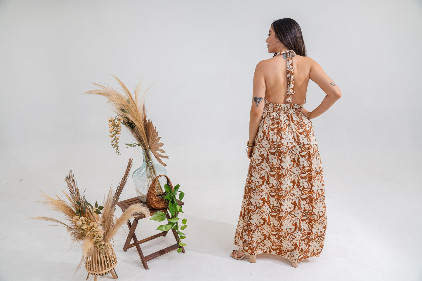 Gold Flower Maxi Dress