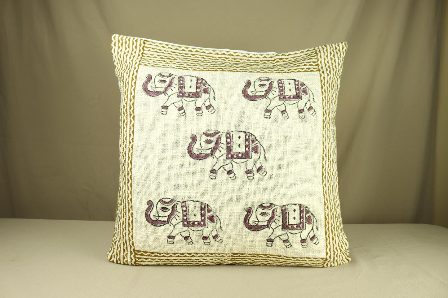 Elephant Block Print Decorative Cushion