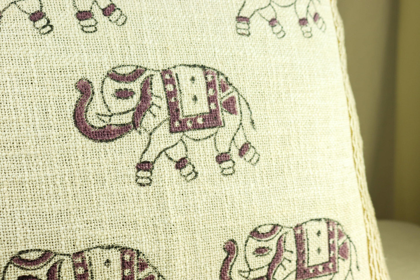 Elephant Block Print Decorative Cushion