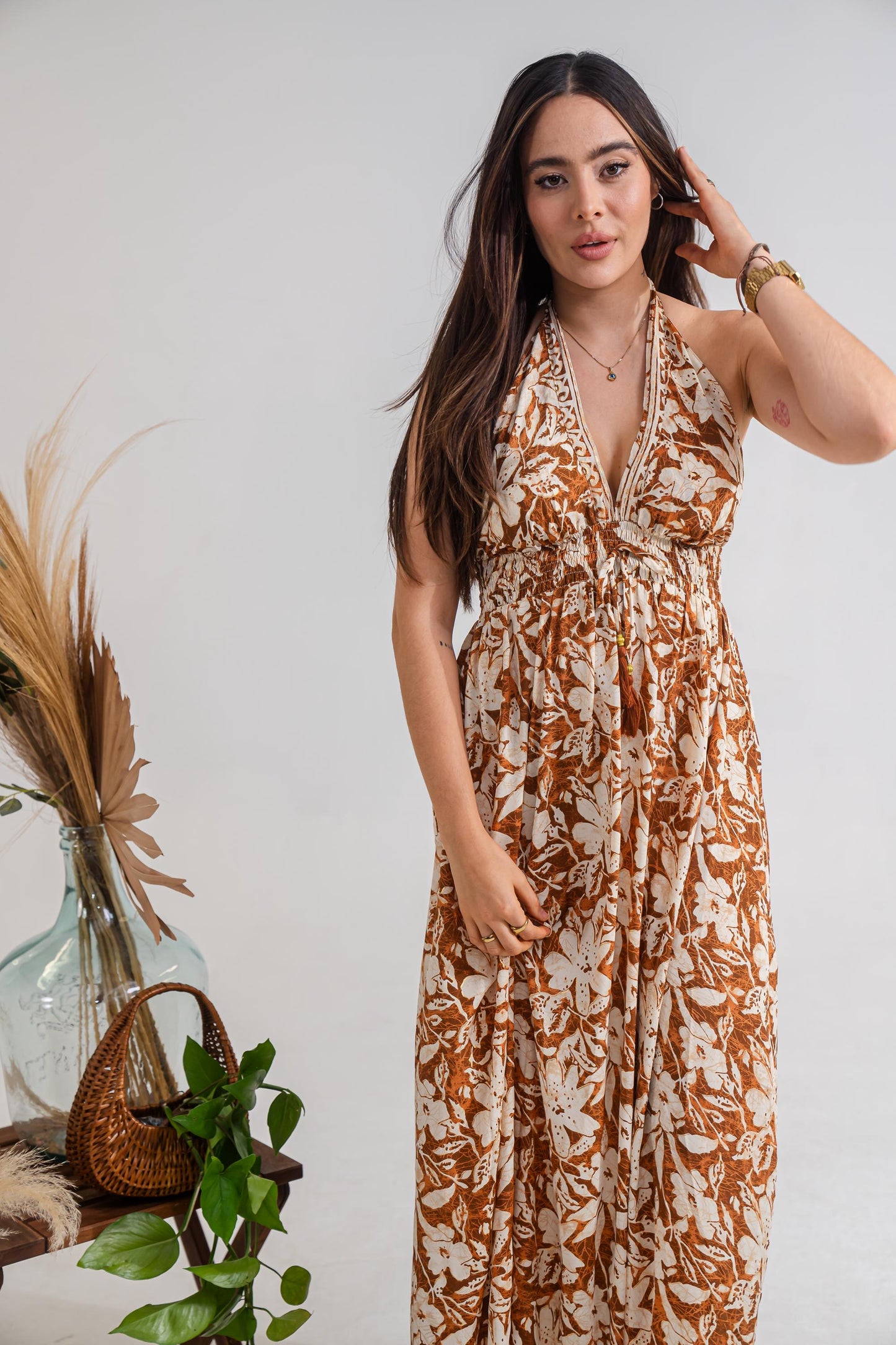 Gold Flower Maxi Dress