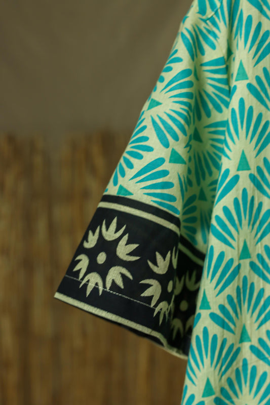 Organic Cotton Men's Shirt l Aqua Flowers
