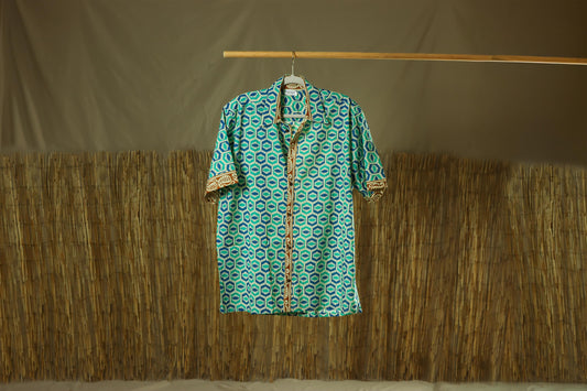 Aqua Blue Festival Men's Shirt